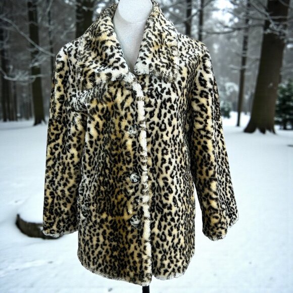 Pacifc Rose Jackets & Blazers - Pacific Rose Leopard Print Faux Fur Jacket Size Large